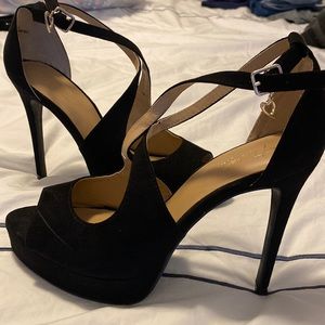 Black suede heels